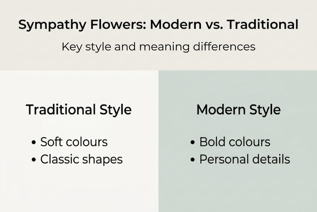Infographic contrasting modern and traditional sympathy flowers