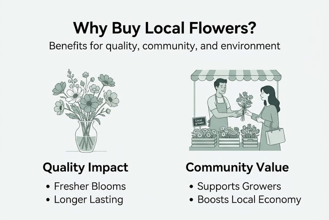 Infographic showing benefits of local flowers
