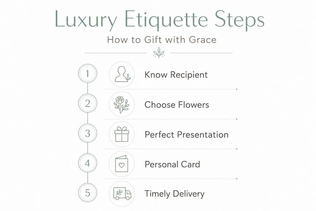Luxury flower gifting etiquette step-by-step infographic