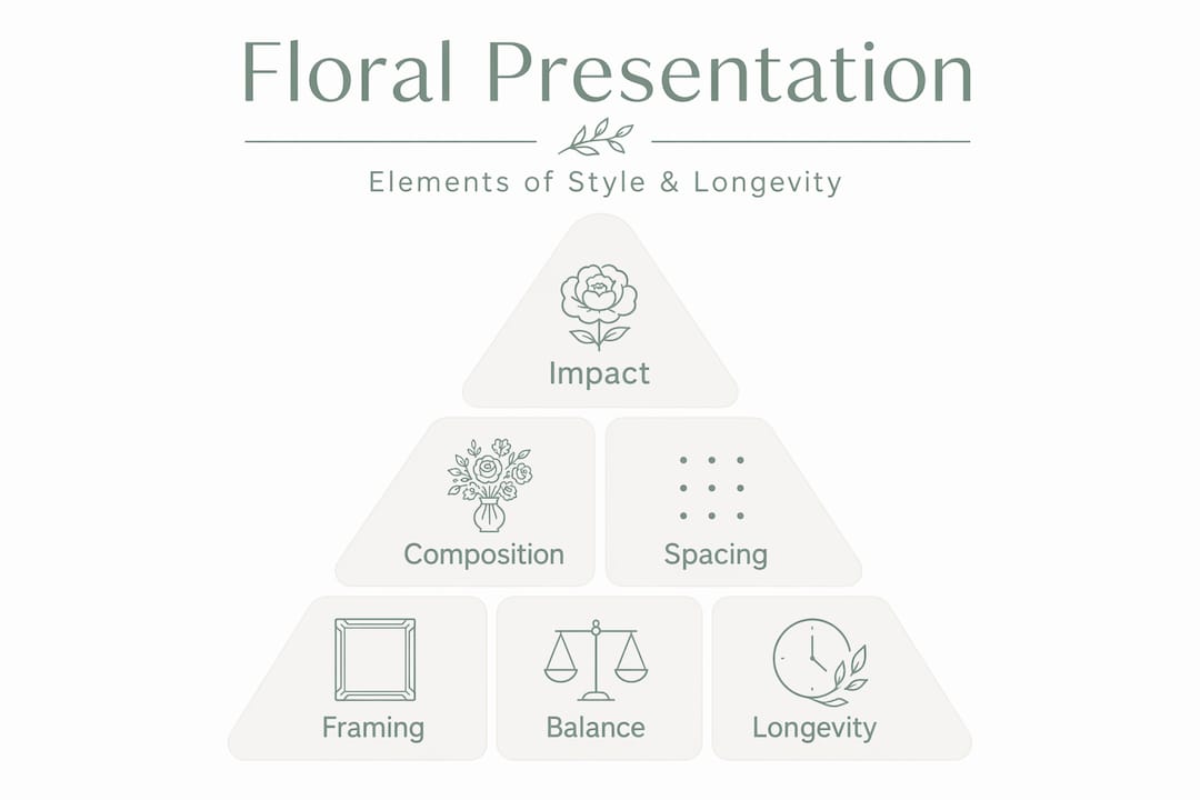 Hierarchy pyramid of floral presentation elements