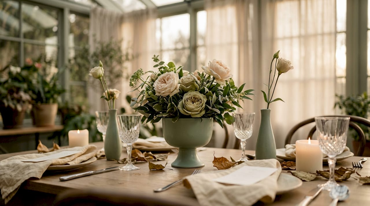 Luxury floral tablescape with subtle real-life touches