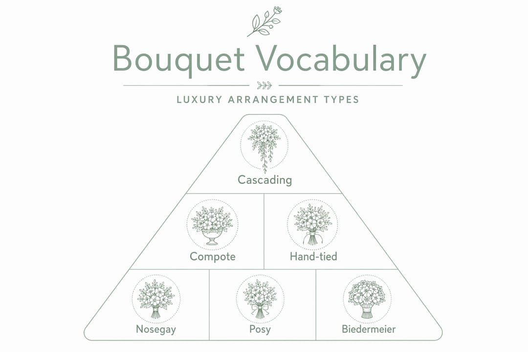 Hierarchy infographic of luxury bouquet types