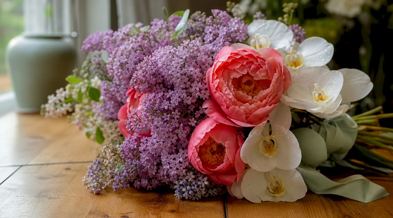 Close-up of elegant focal flowers in bouquet