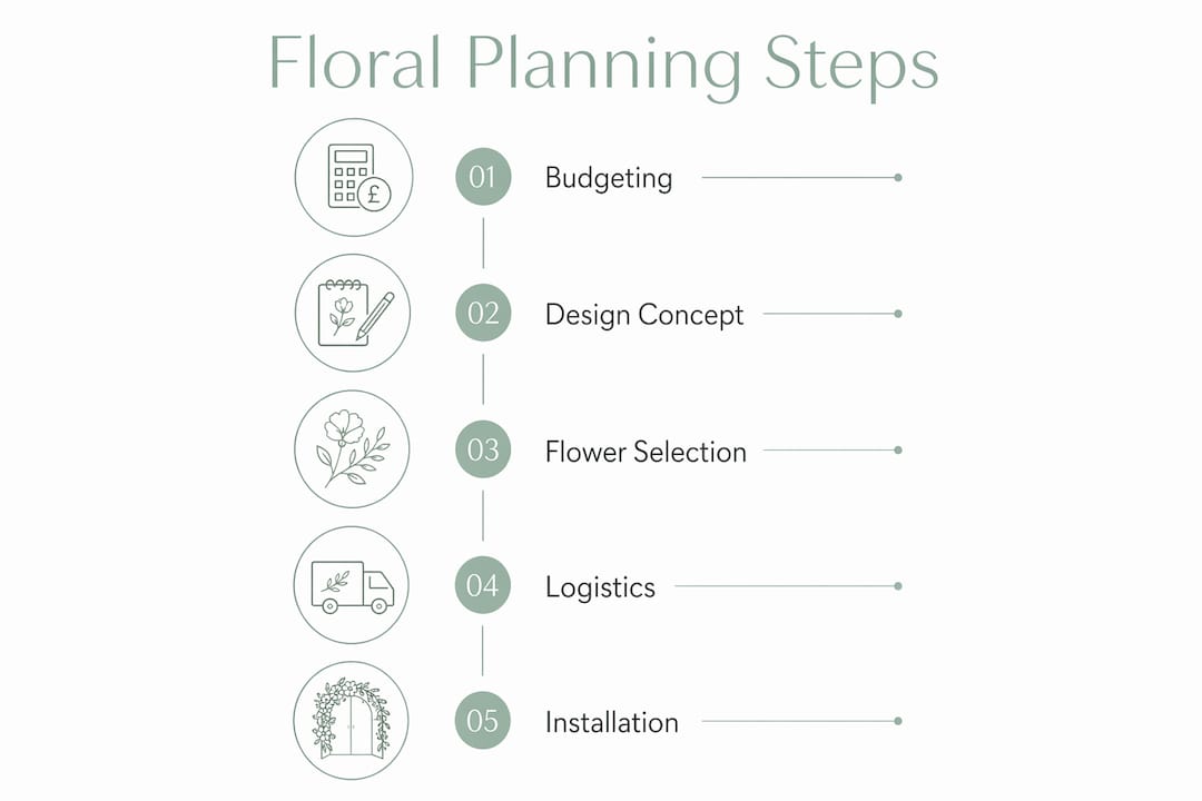 Infographic outlining key event floral planning steps