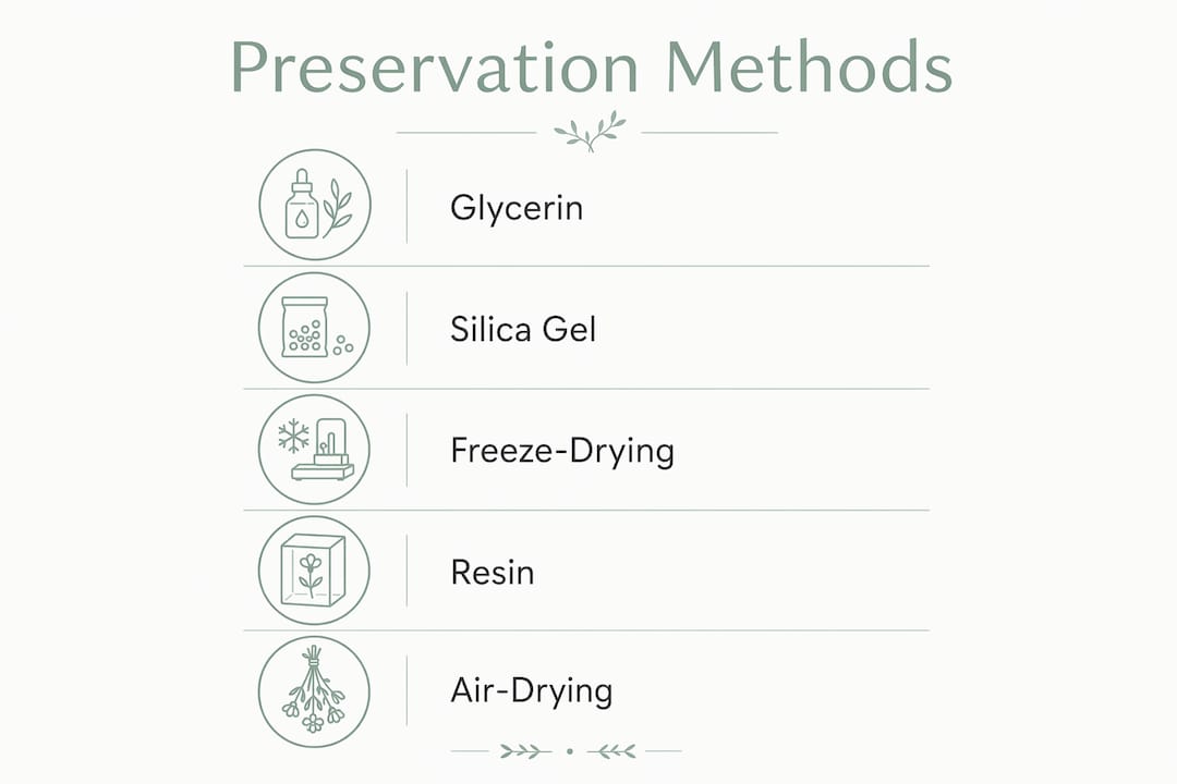 Infographic showing flower preservation methods