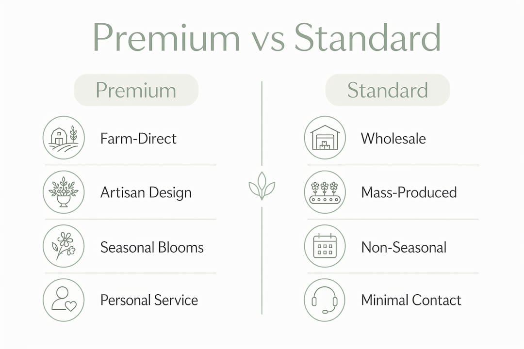 Infographic comparing premium and standard floral services