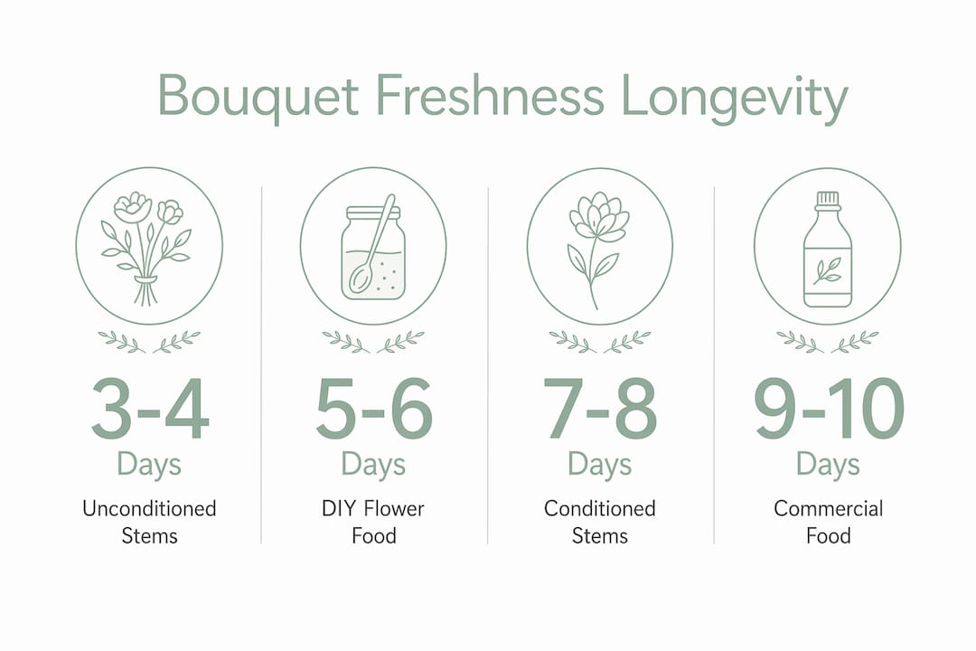 Infographic comparing bouquet freshness lifespan