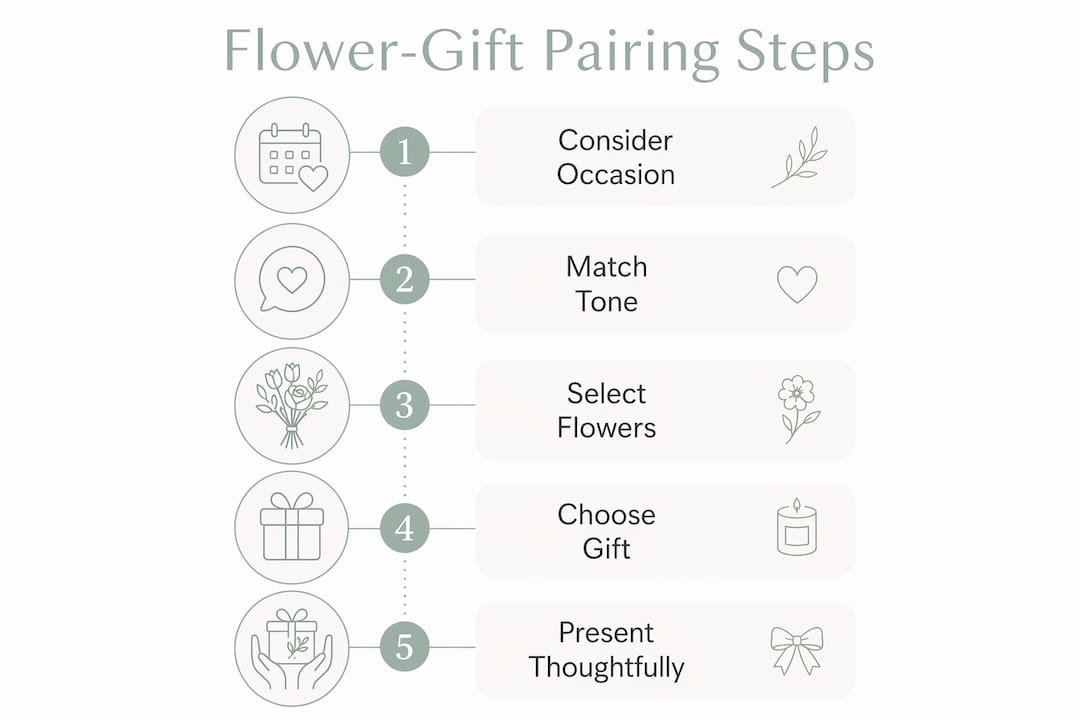 Infographic outlining flower and gift pairing steps