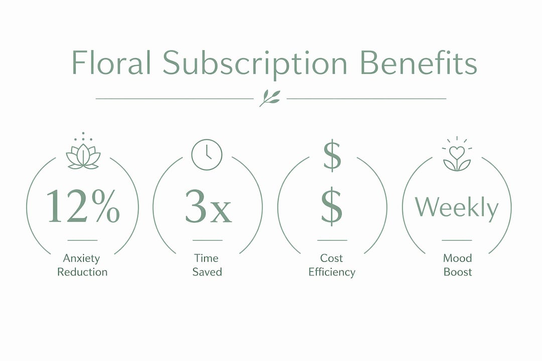 Infographic showing floral subscription benefits with statistics