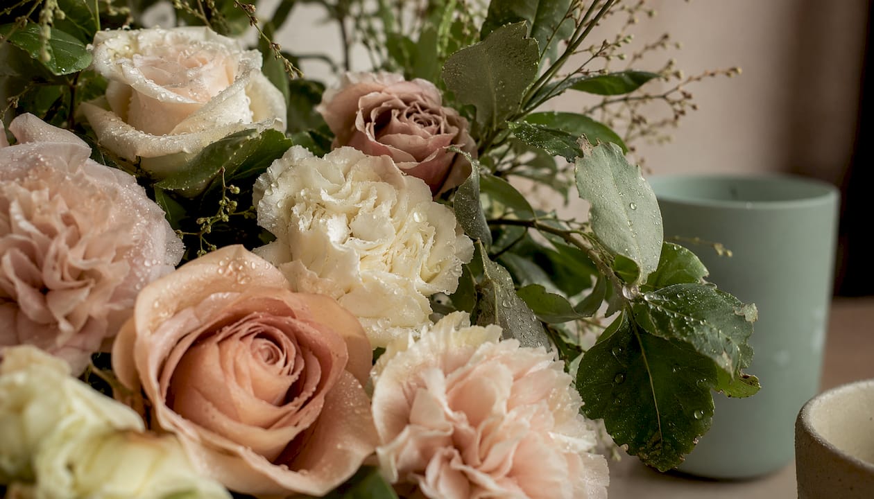 Close-up of diverse floral textures and details