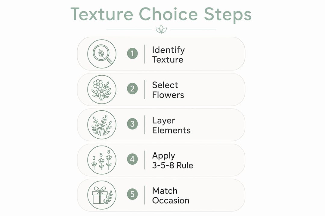 Infographic illustrating floral texture design steps