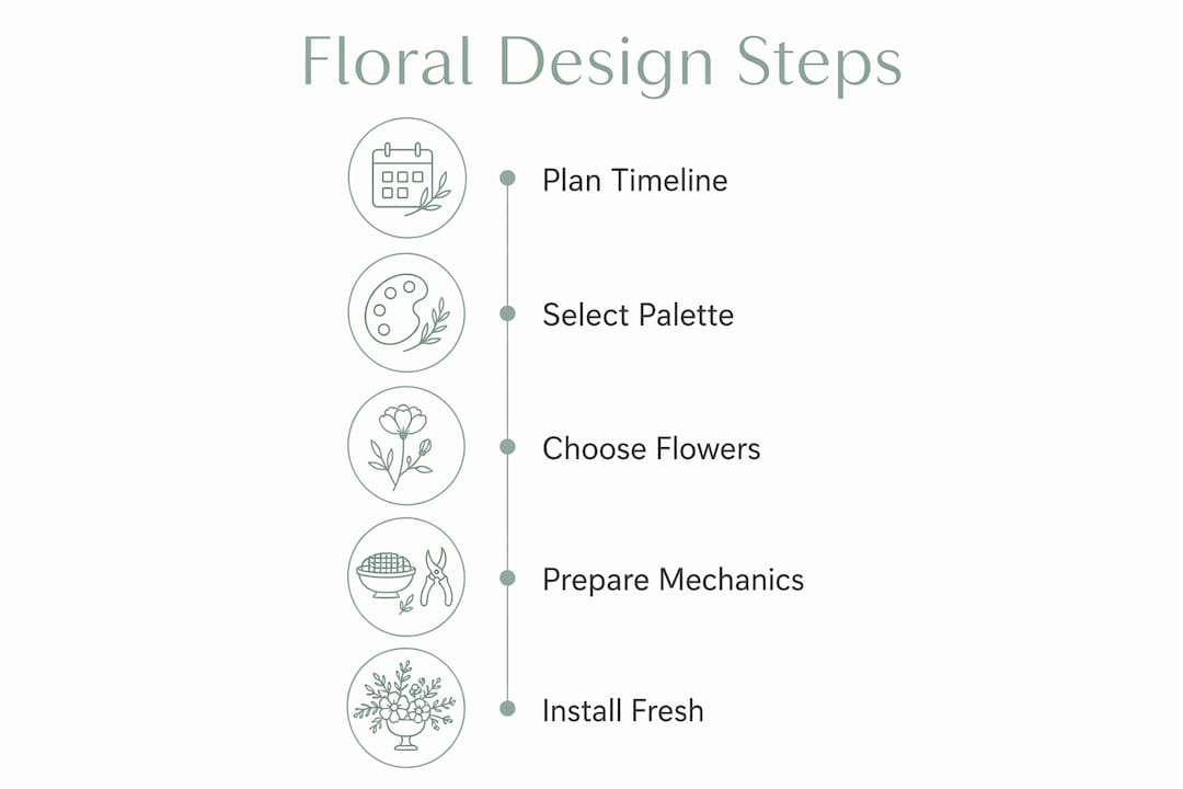 Infographic outlining event floral design steps