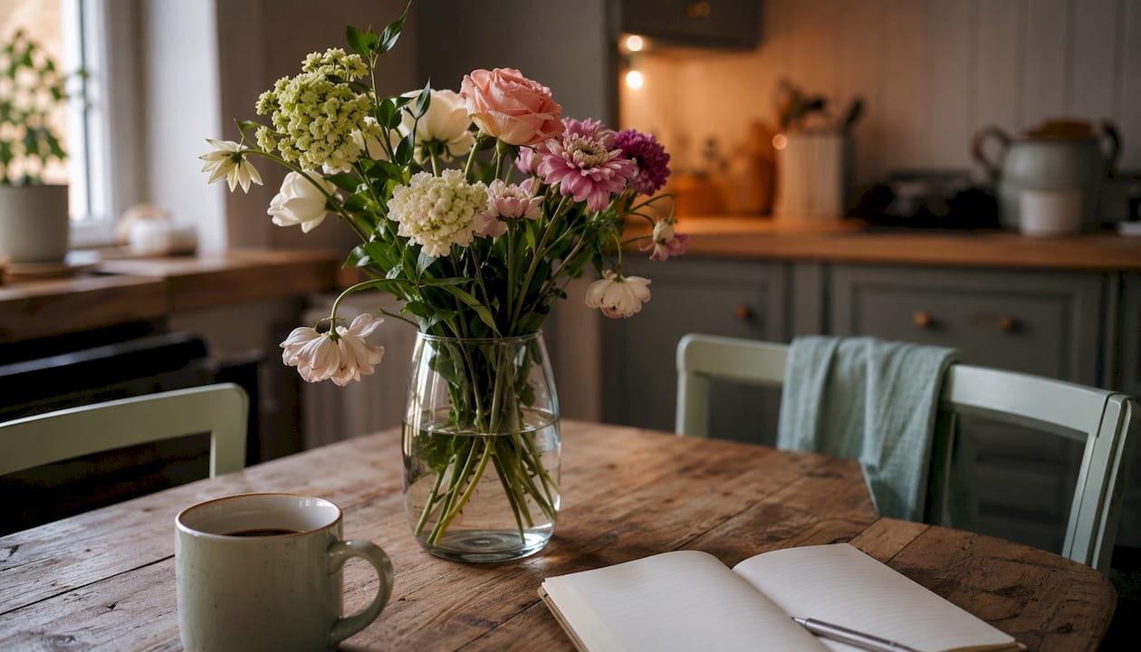 Budget bouquet in casual home setting
