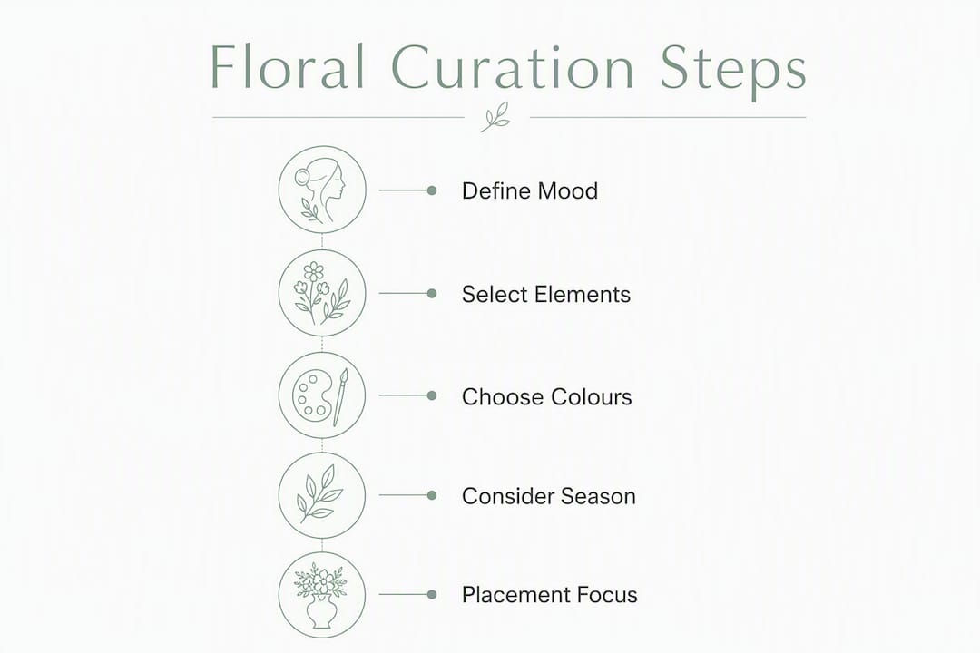 Infographic showing steps of floral curation process