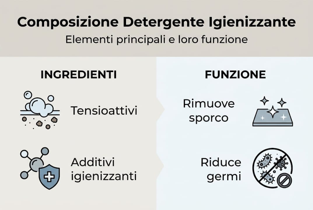 Scopri tutti gli ingredienti del detergente igienizzante con questa infografica