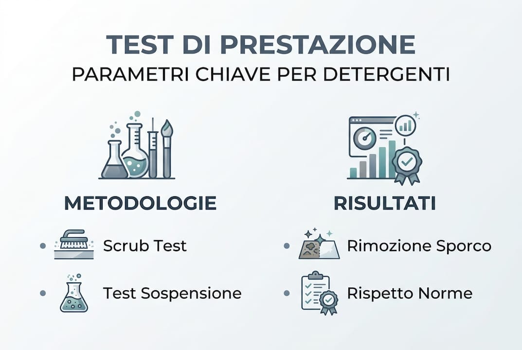 Infografica sui principali parametri per i test dei detergenti industriali