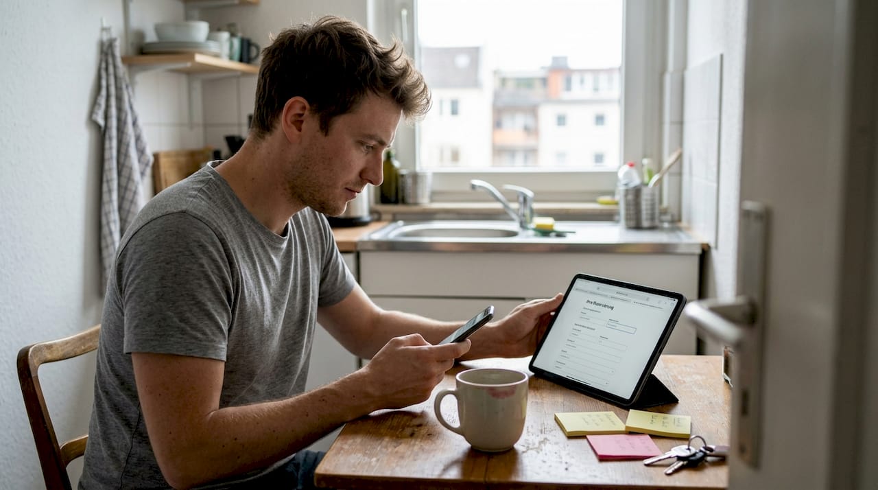 Ein Mann bucht online einen Termin.