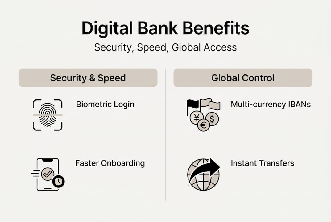 Infographic on digital bank security and speed
