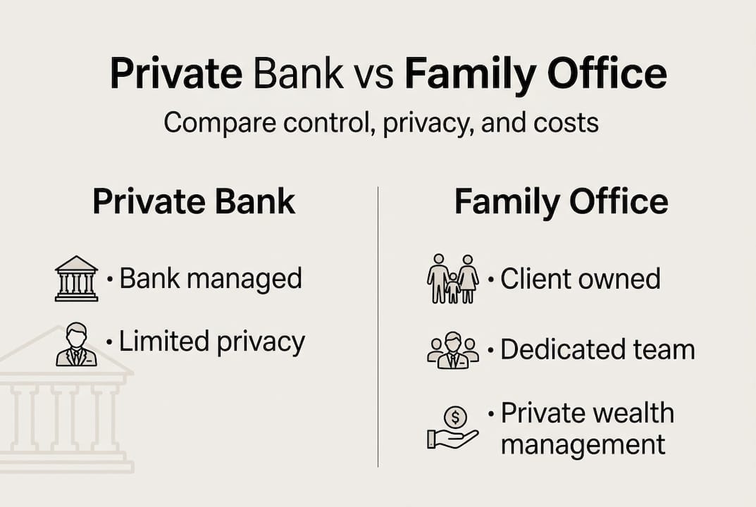 Infographic with private bank and family office comparison