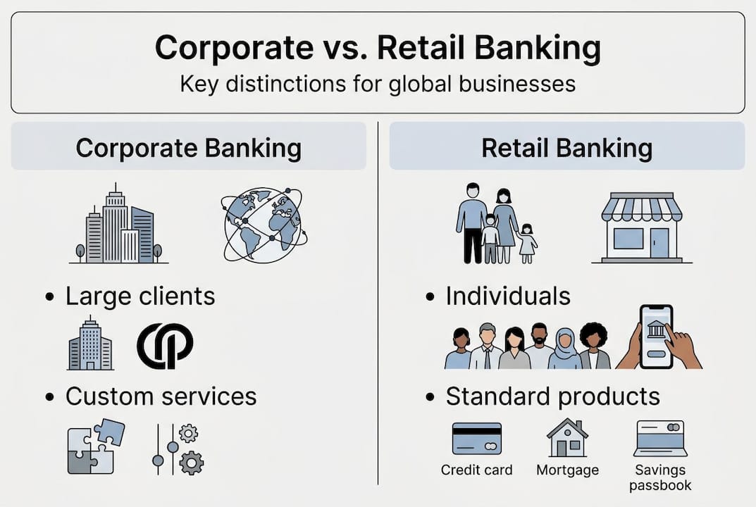 Infographic comparing corporate and retail banking