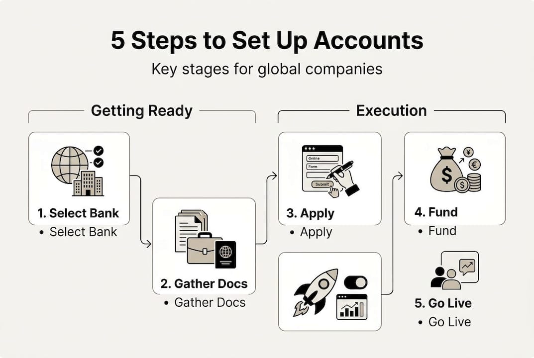 Infographic with 5 steps for account setup