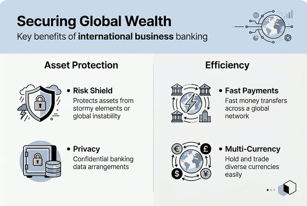 Infographic illustrates global banking benefits