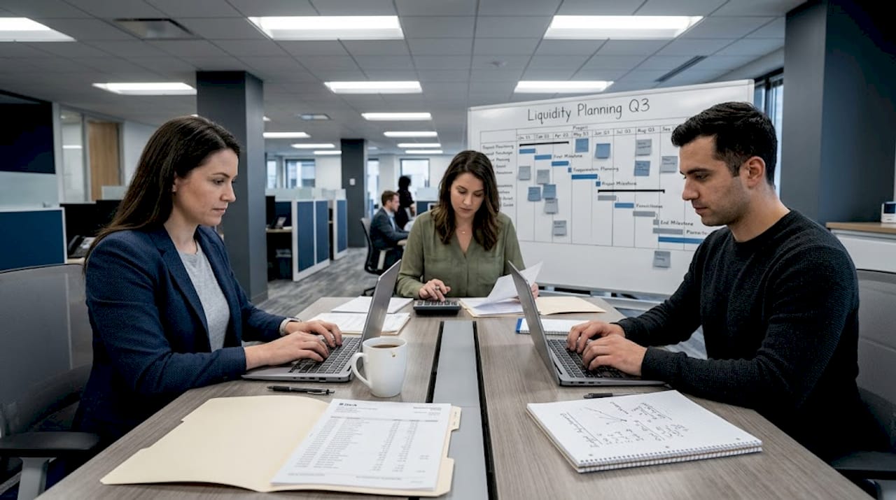 Treasury team manages cash in shared workspace