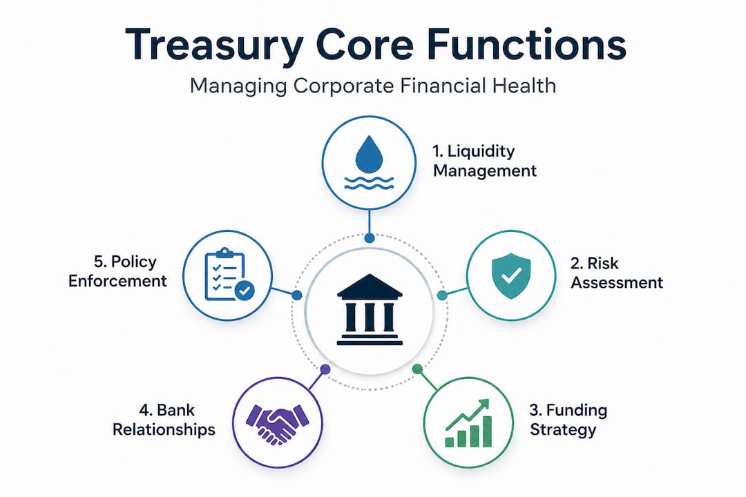 Infographic of main corporate treasury functions