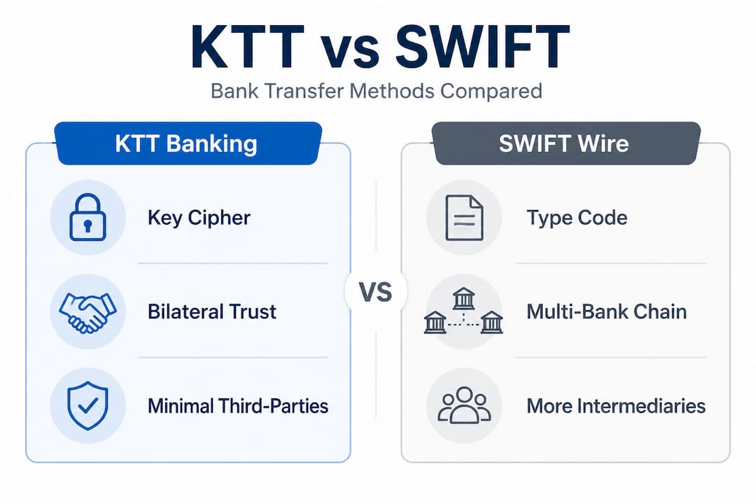 Infographic comparing KTT banking vs SWIFT wire
