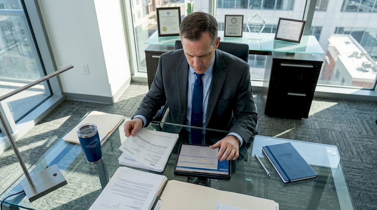 Compliance officer reviews custody audit documents