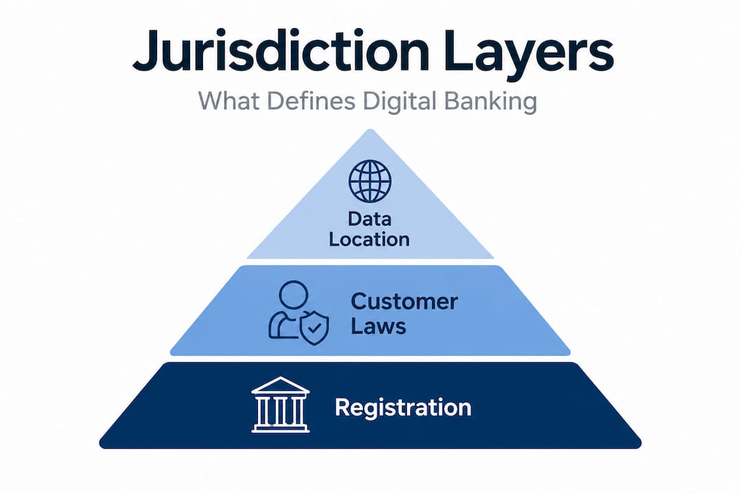 Hierarchy infographic showing layers of digital banking jurisdiction