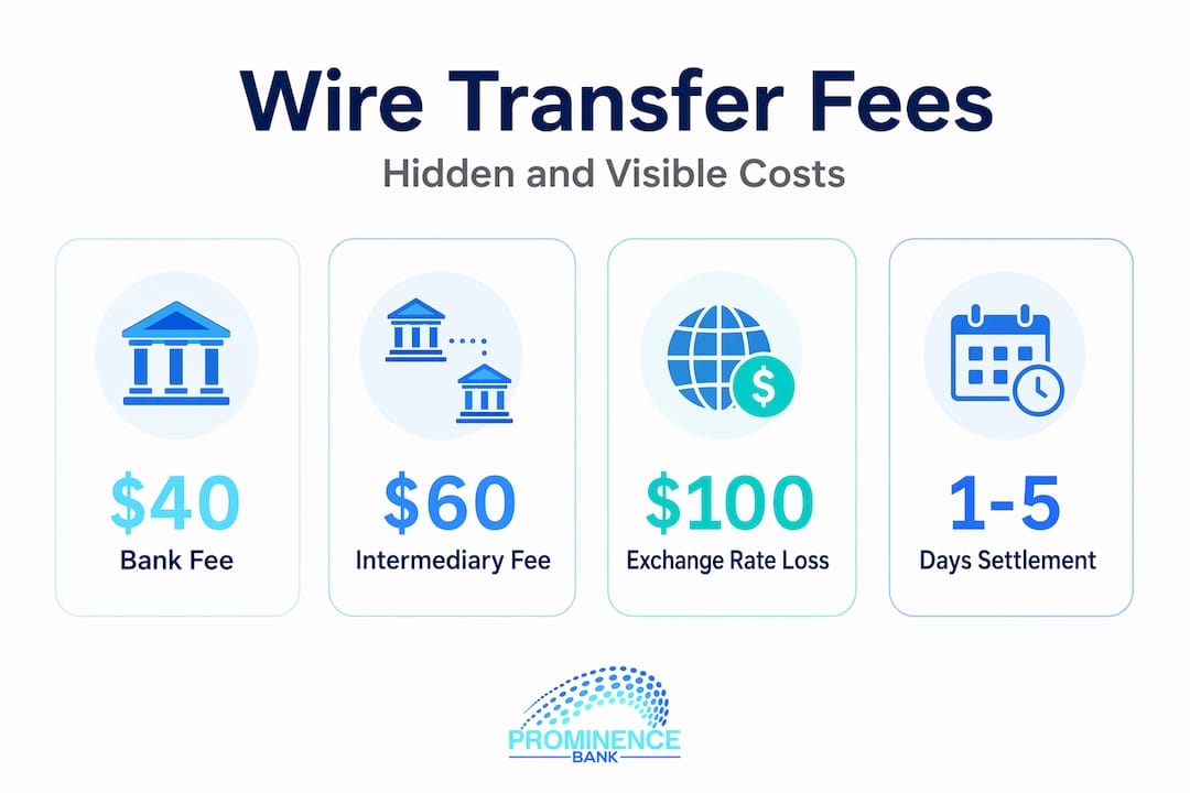 Infographic showing wire transfer fees and costs