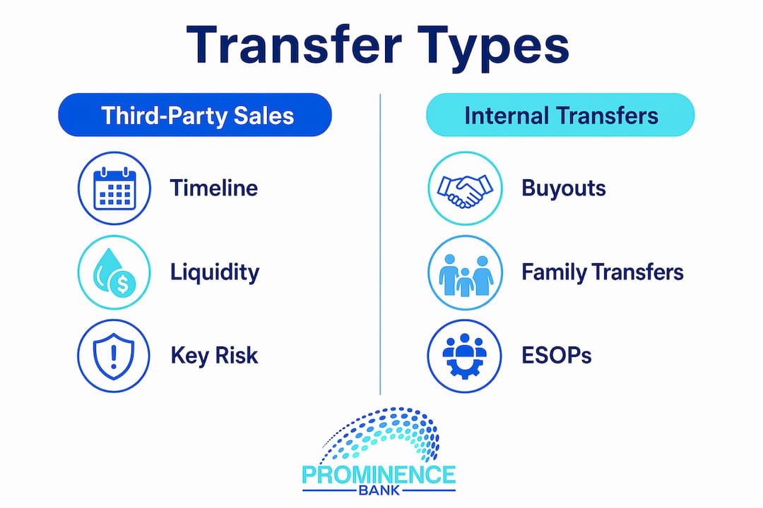 Infographic comparing business transfer types