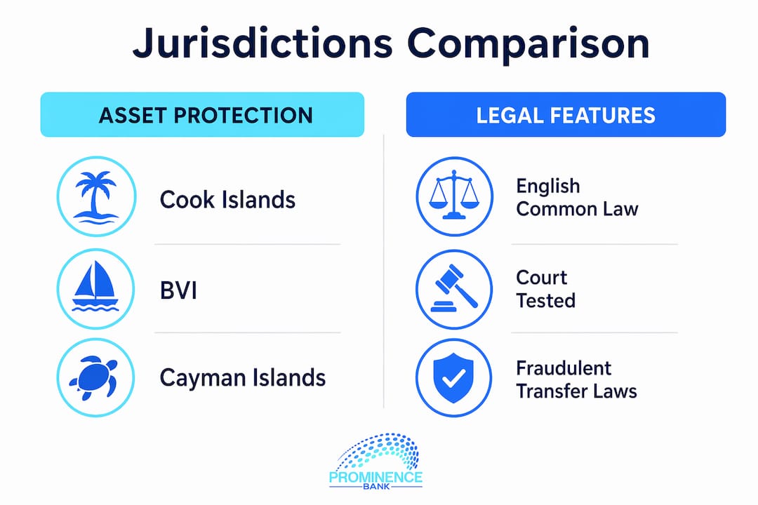 Infographic comparing offshore trust jurisdictions and features