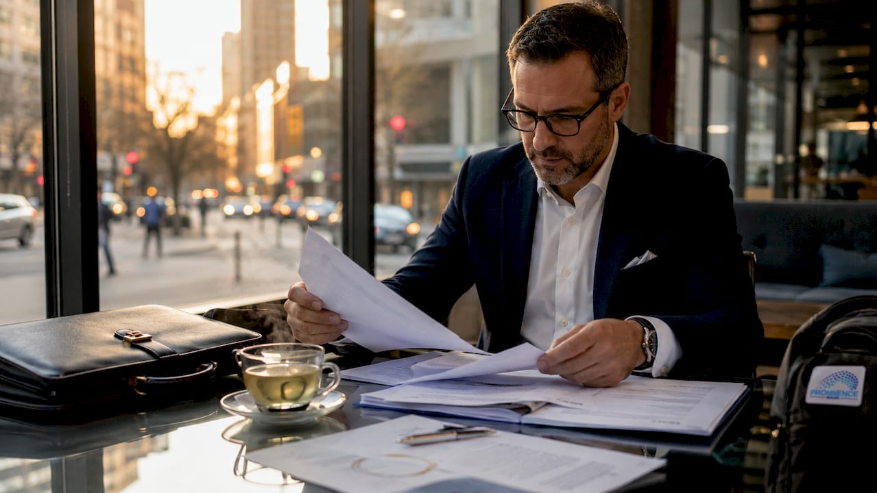 Executive organizing corporate bank documents