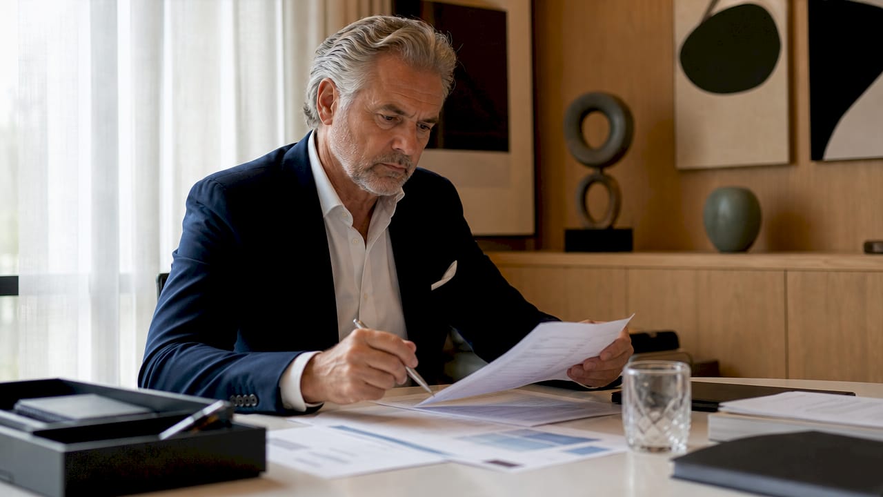 High-net-worth individual reviewing portfolio statements