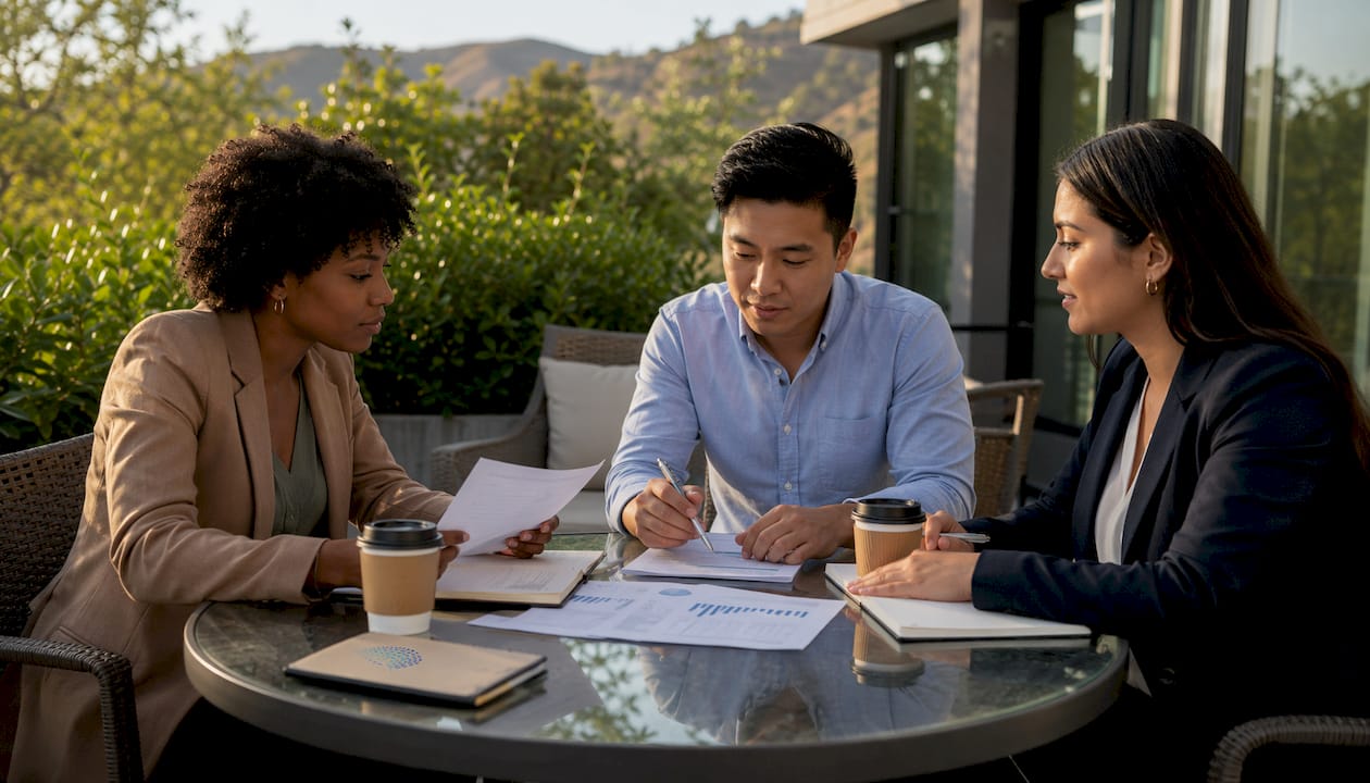 Team meeting discussing account management plans