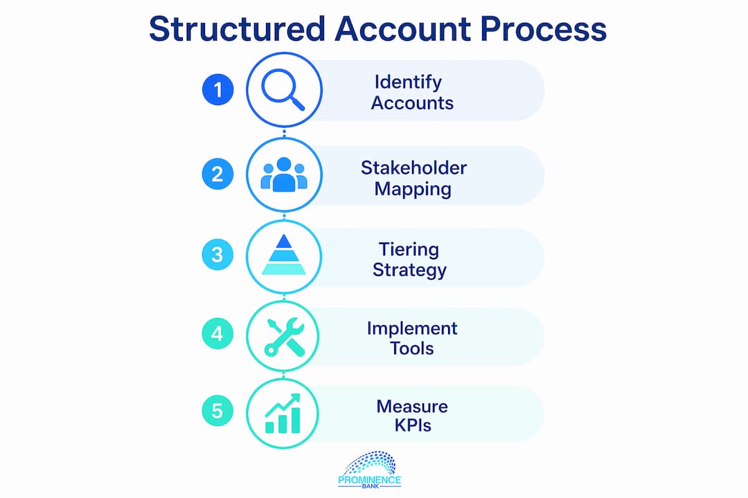 Infographic showing structured account management process steps