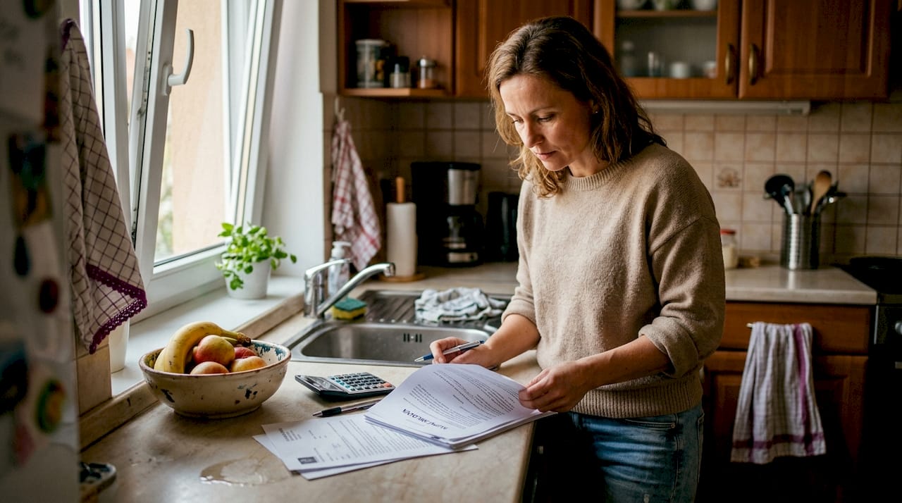 Makléř pečlivě kontroluje všechny dokumenty potřebné k prodeji nemovitosti.