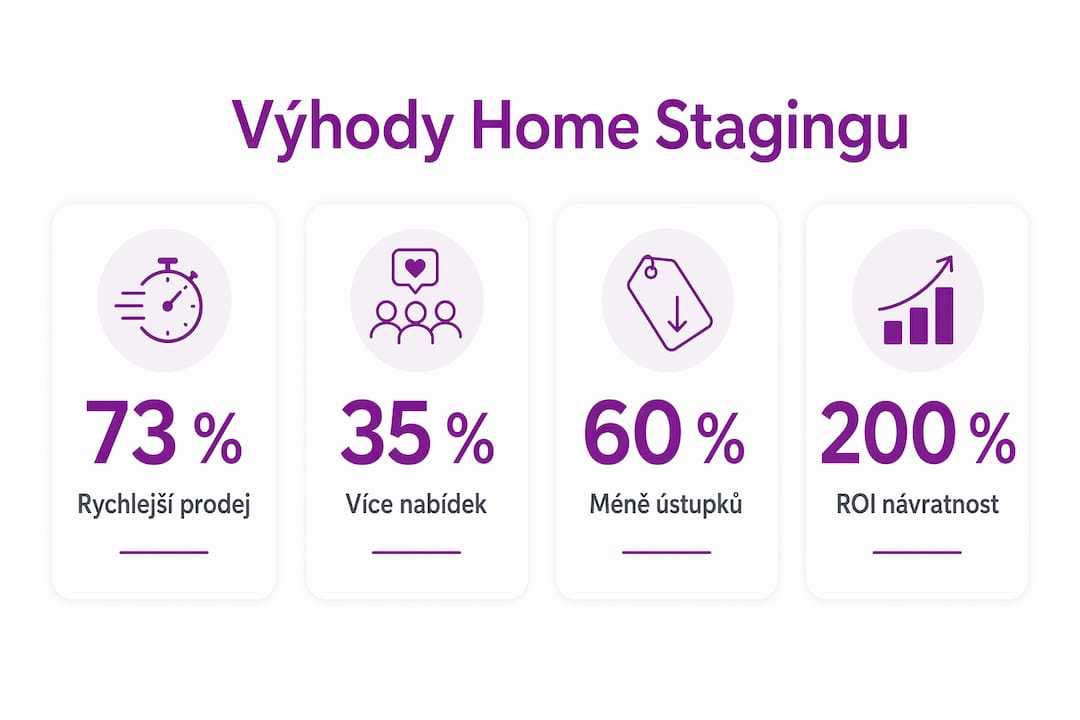 Přehledné grafické shrnutí nejdůležitějších údajů o home stagingu