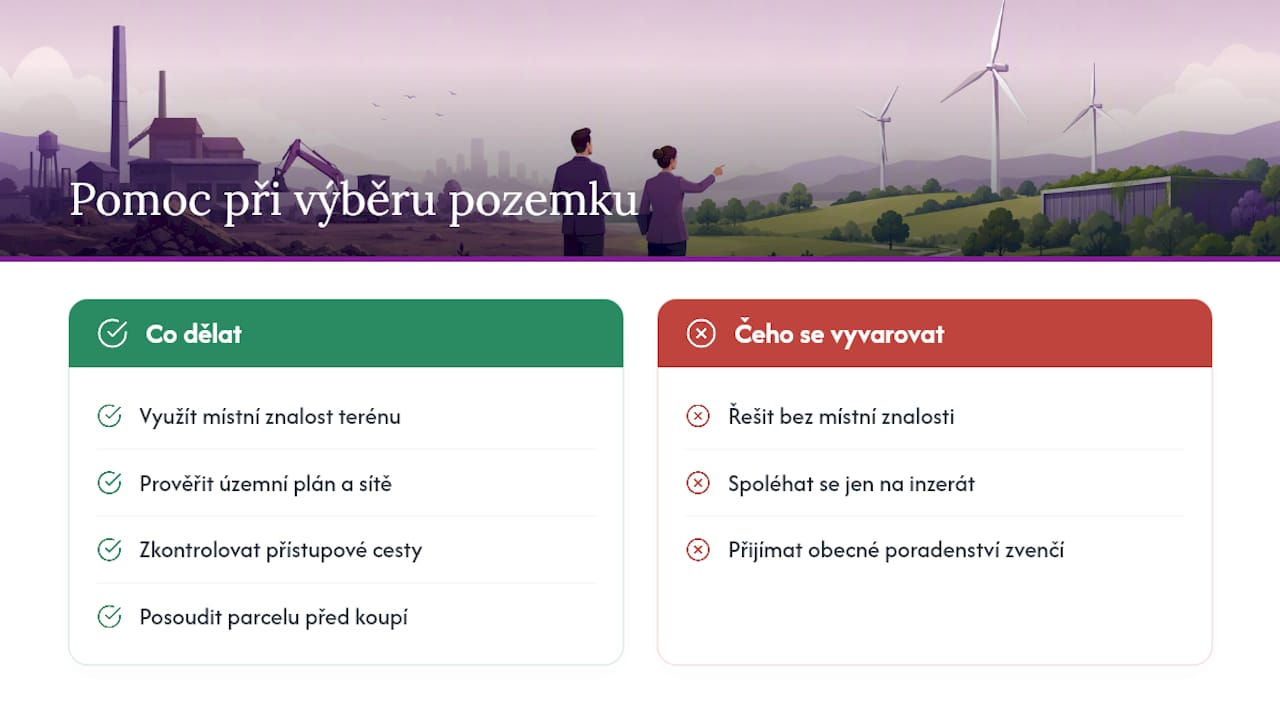 Jak vám může Realitní tým Černý pomoct při výběru a přípravě pozemku — overview diagram