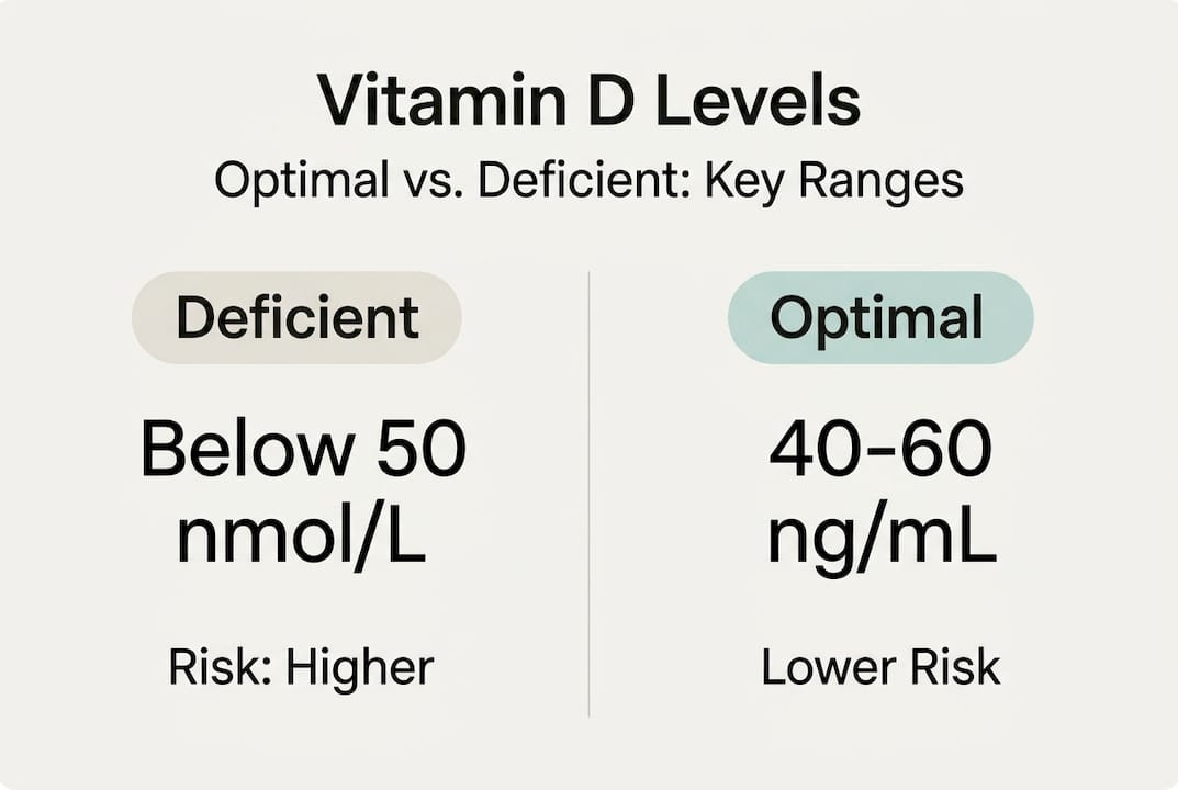 Infographic showing optimal and deficient vitamin D levels