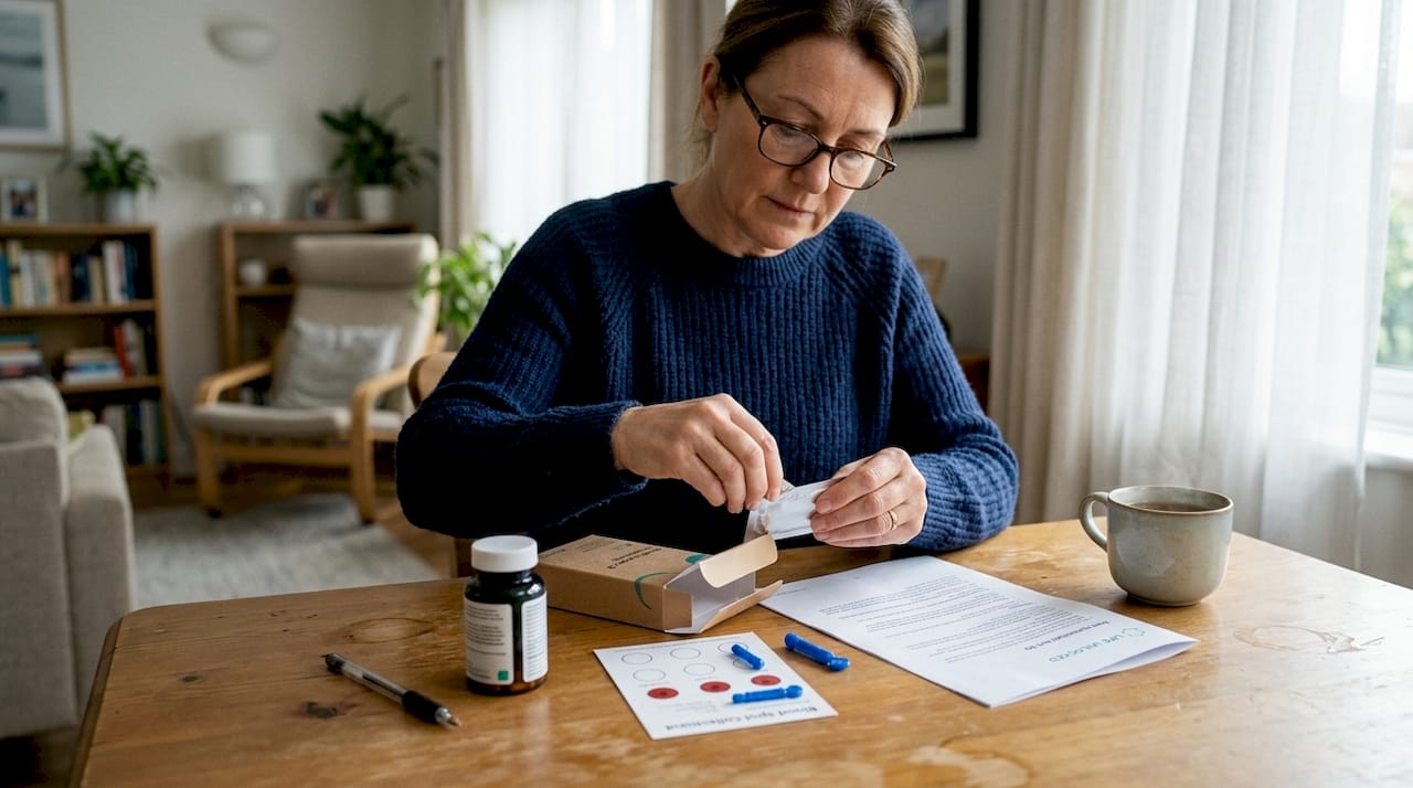 Woman opening at-home omega-3 test kit