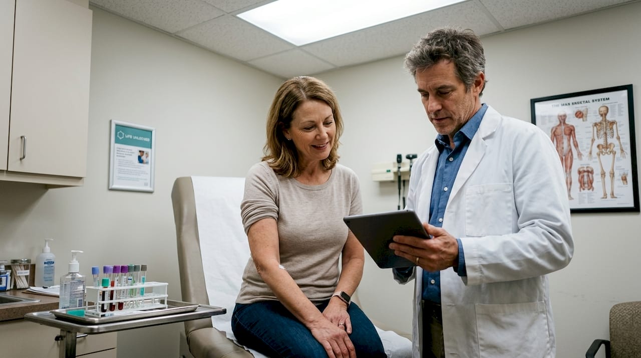 Woman having checkup in family doctor’s office