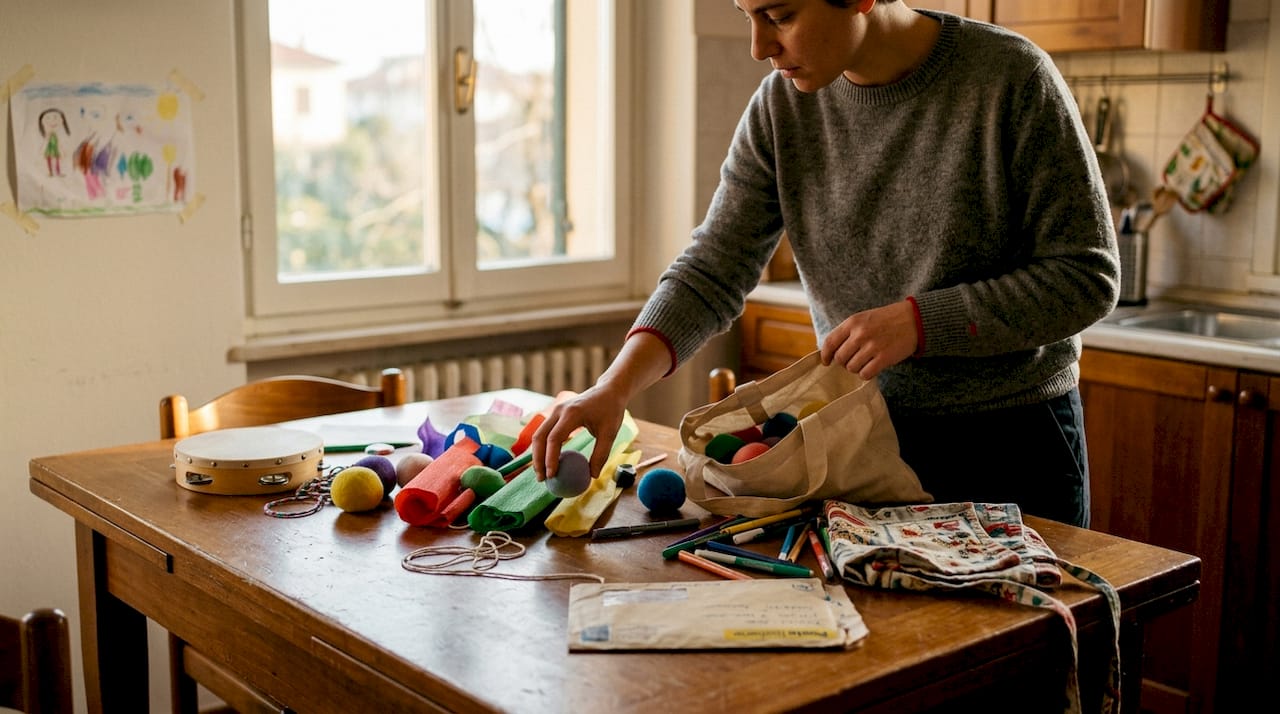 Materiali per l’animazione disposti sul tavolo
