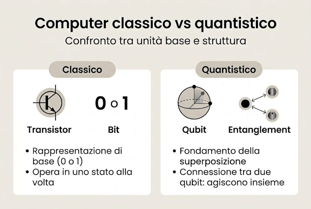 Infografica: le principali differenze tra computer tradizionali e computer quantistici
