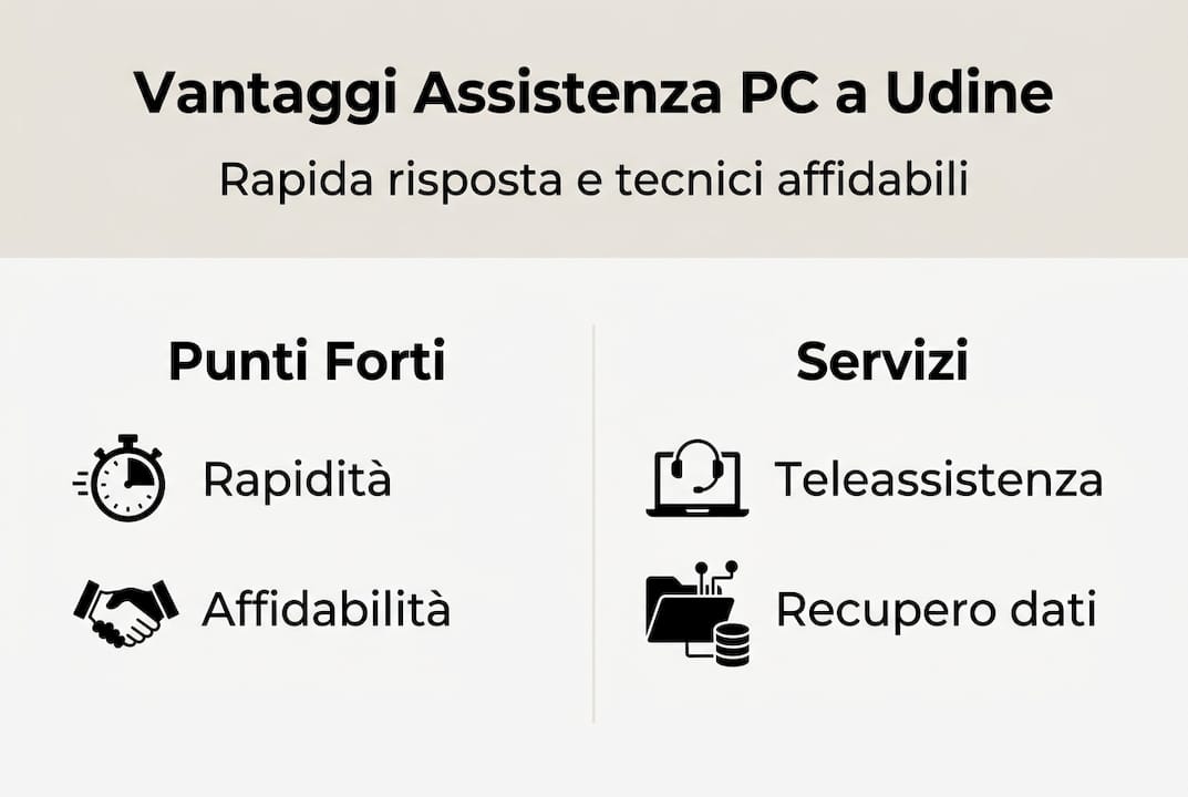 Infografica: tutti i vantaggi dell’assistenza PC a Udine