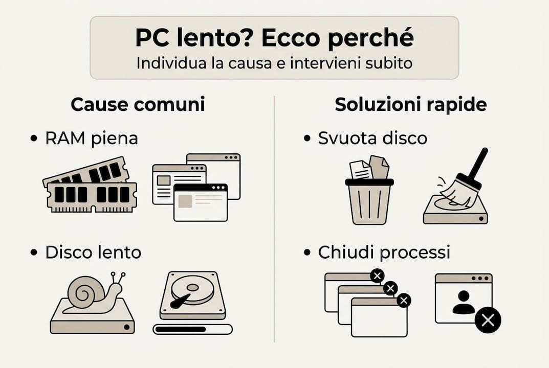 Infografica: perché il PC è lento e come velocizzarlo