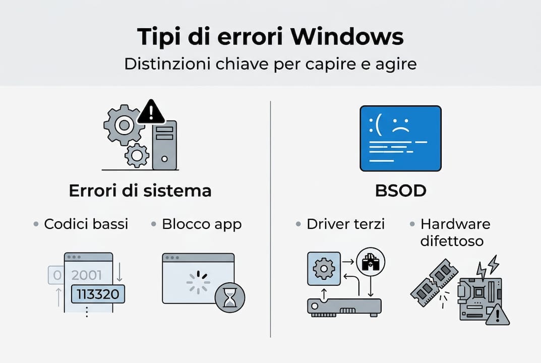 Infografica sui principali errori di Windows: panoramica e casi pratici