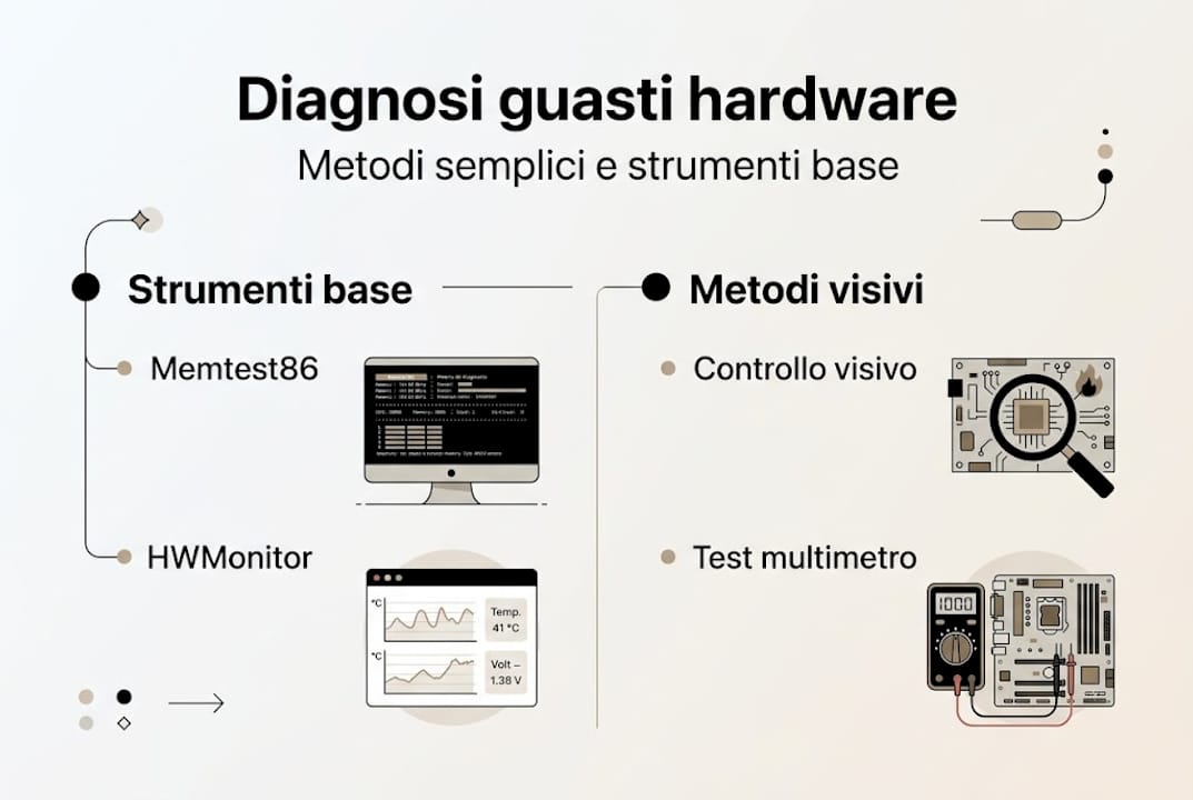 Guida visiva ai principali metodi per diagnosticare problemi hardware